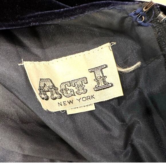 Act I New York Cobalt Blue Velvet Vintage 1980s Cocktail Dress-Size 7/8 Stunning - Picture 2 of 12